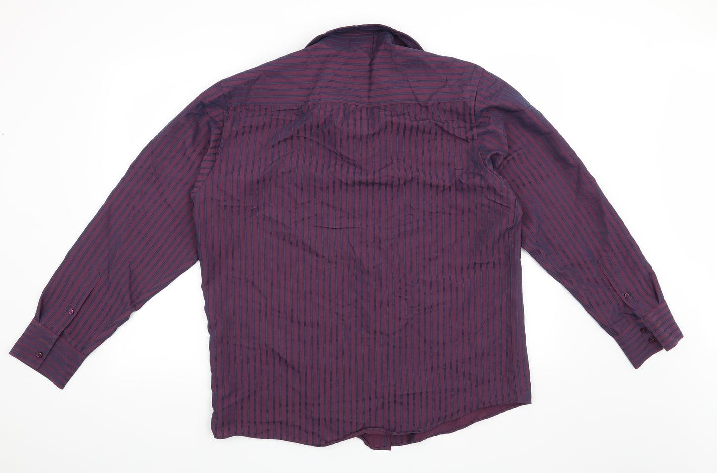 George Mens Purple Striped   Button-Up Size L