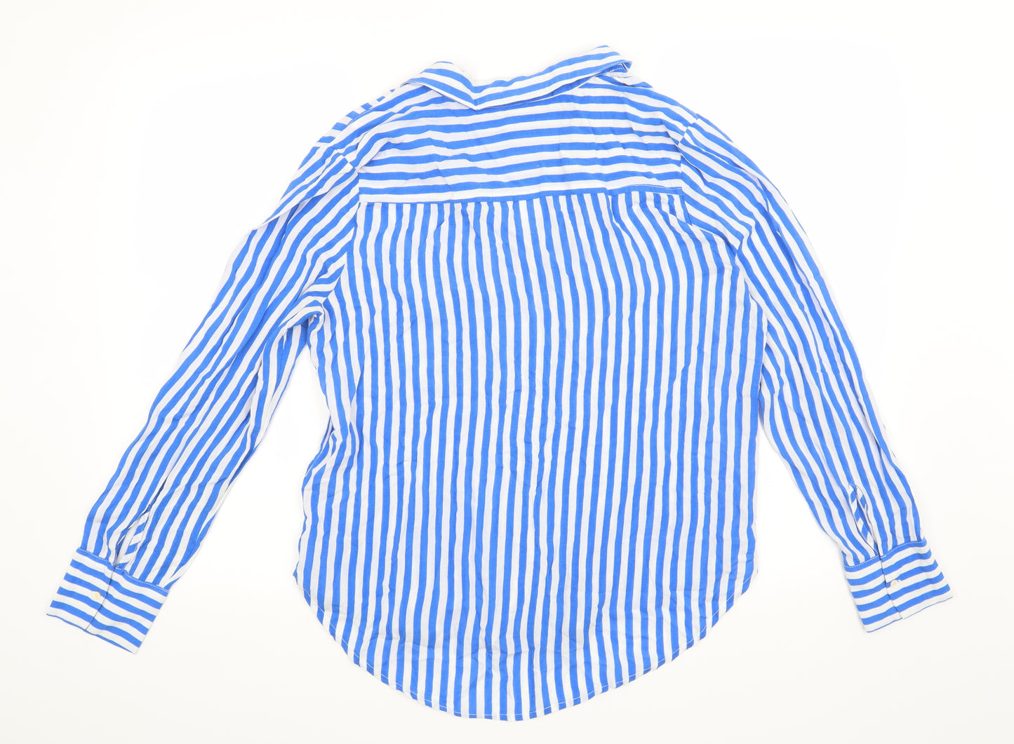 H&M Womens Blue Striped  Basic Button-Up Size 8
