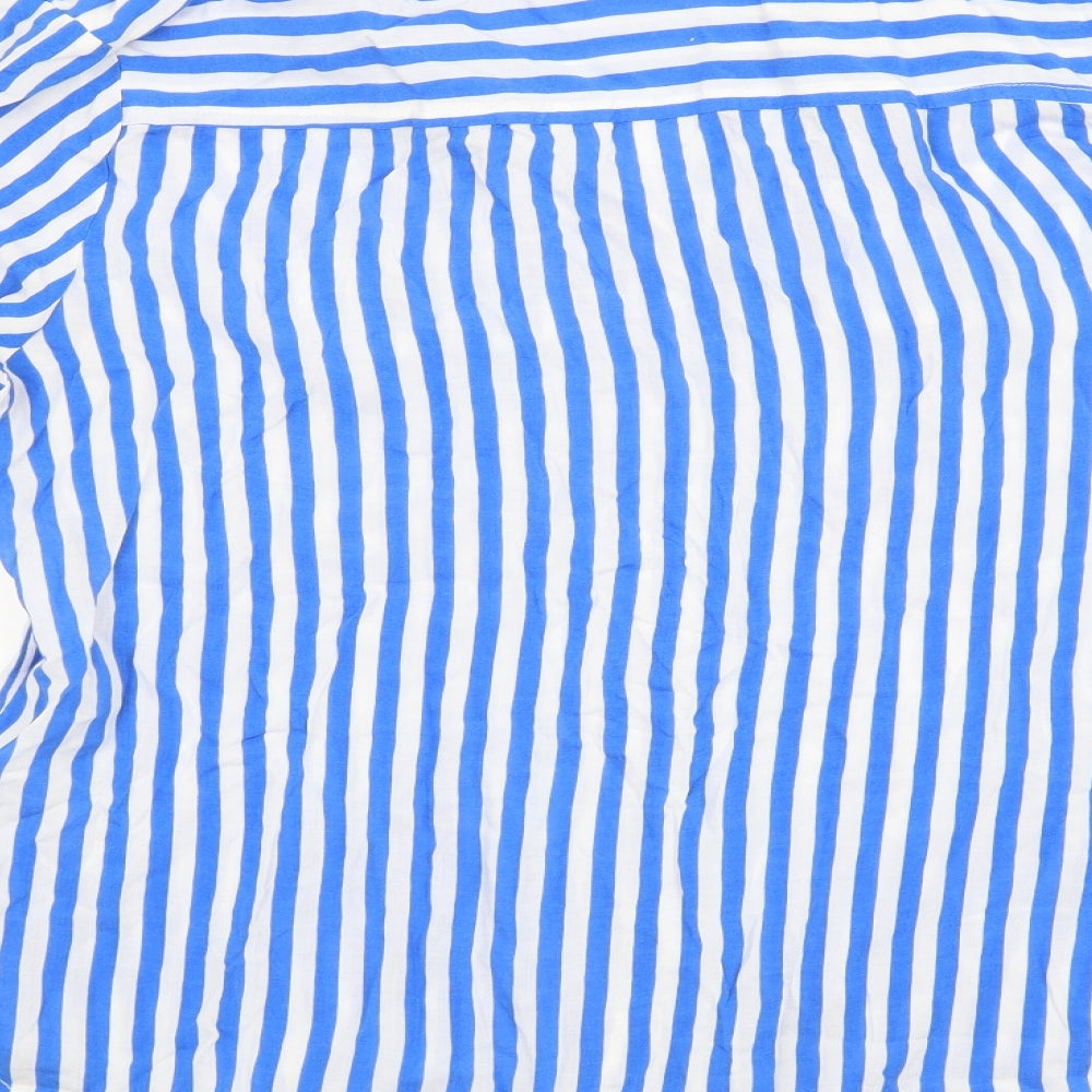 H&M Womens Blue Striped  Basic Button-Up Size 8