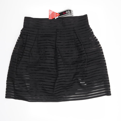 Lovedrobe Womens Black Striped  Skater Skirt Size 20