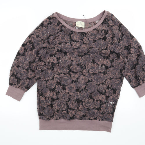 NEXT Womens Purple Floral  Pullover Sweatshirt Size 8