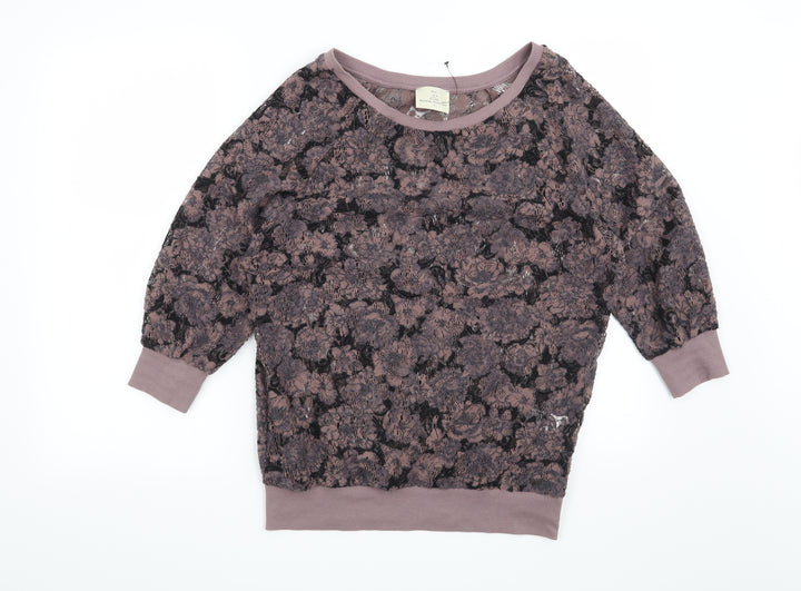 NEXT Womens Purple Floral  Pullover Sweatshirt Size 8