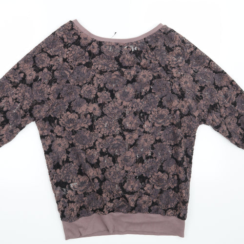 NEXT Womens Purple Floral  Pullover Sweatshirt Size 8