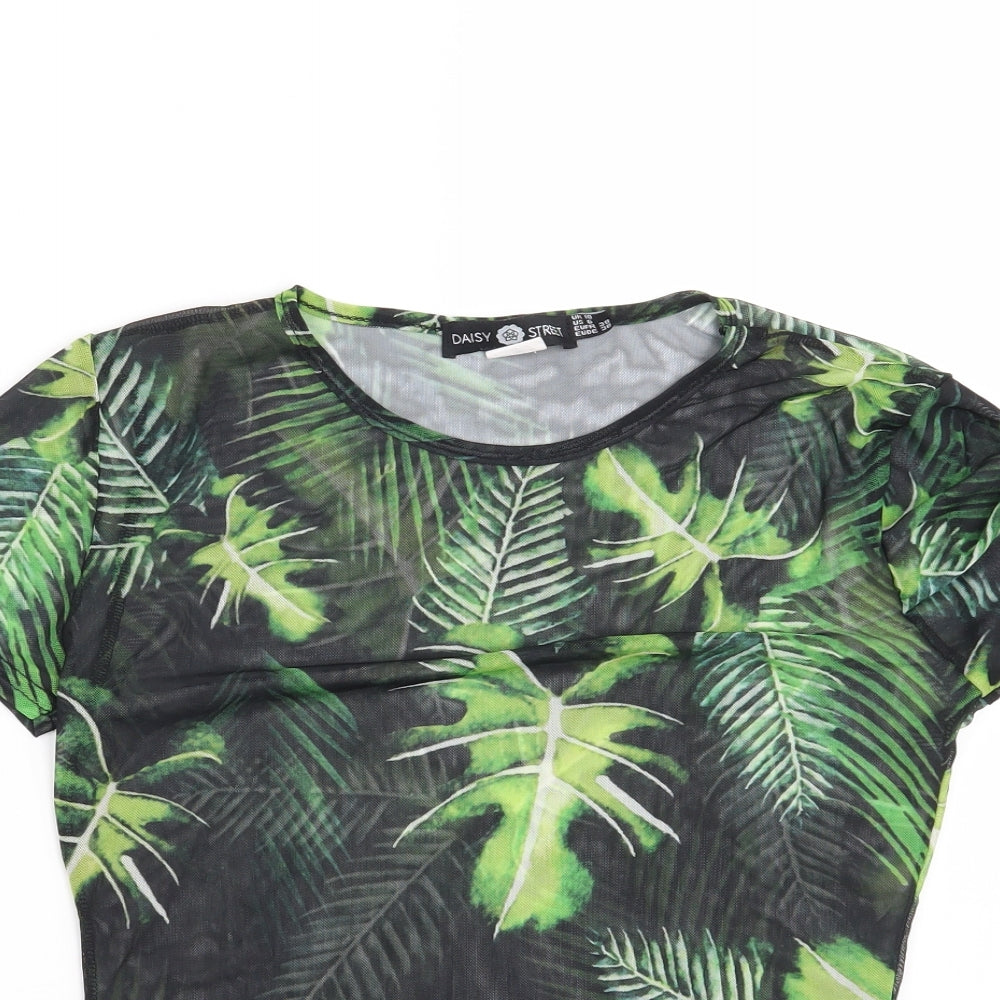 Daisy Street Womens Black Floral  Basic T-Shirt Size 10