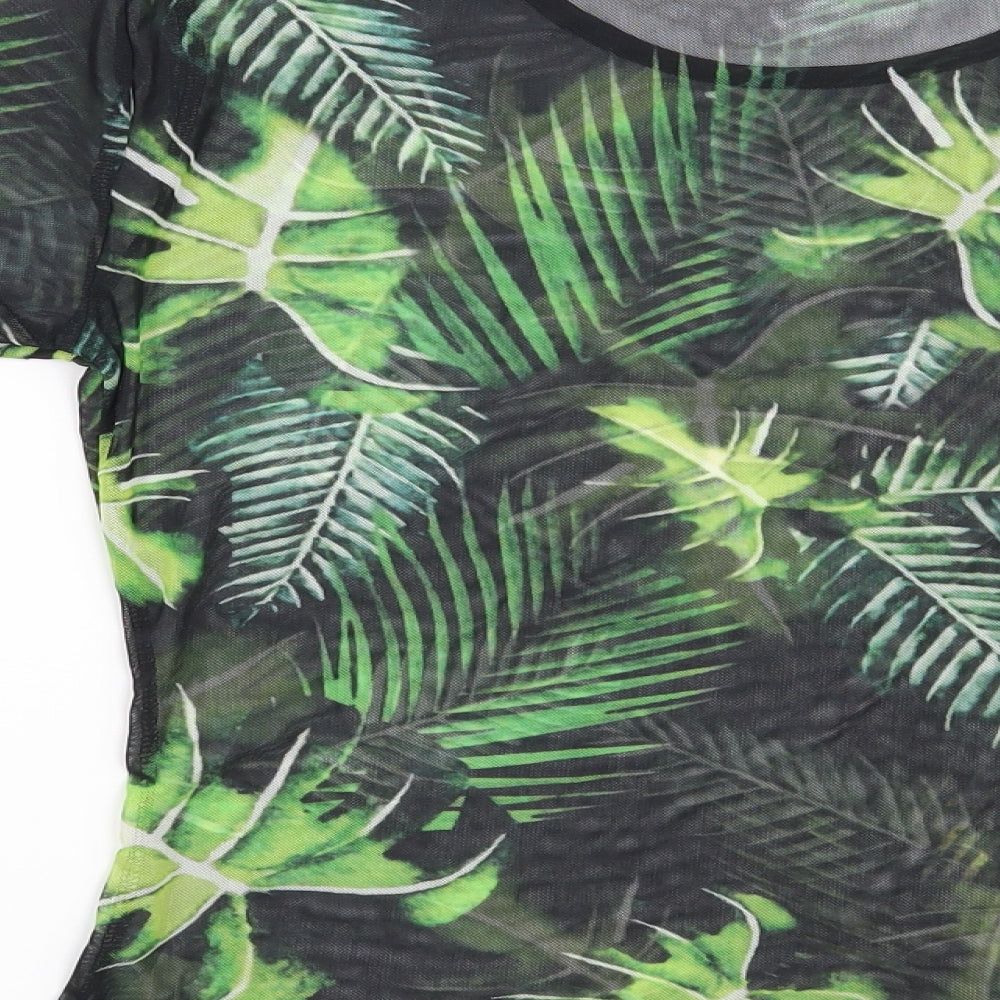 Daisy Street Womens Black Floral  Basic T-Shirt Size 10