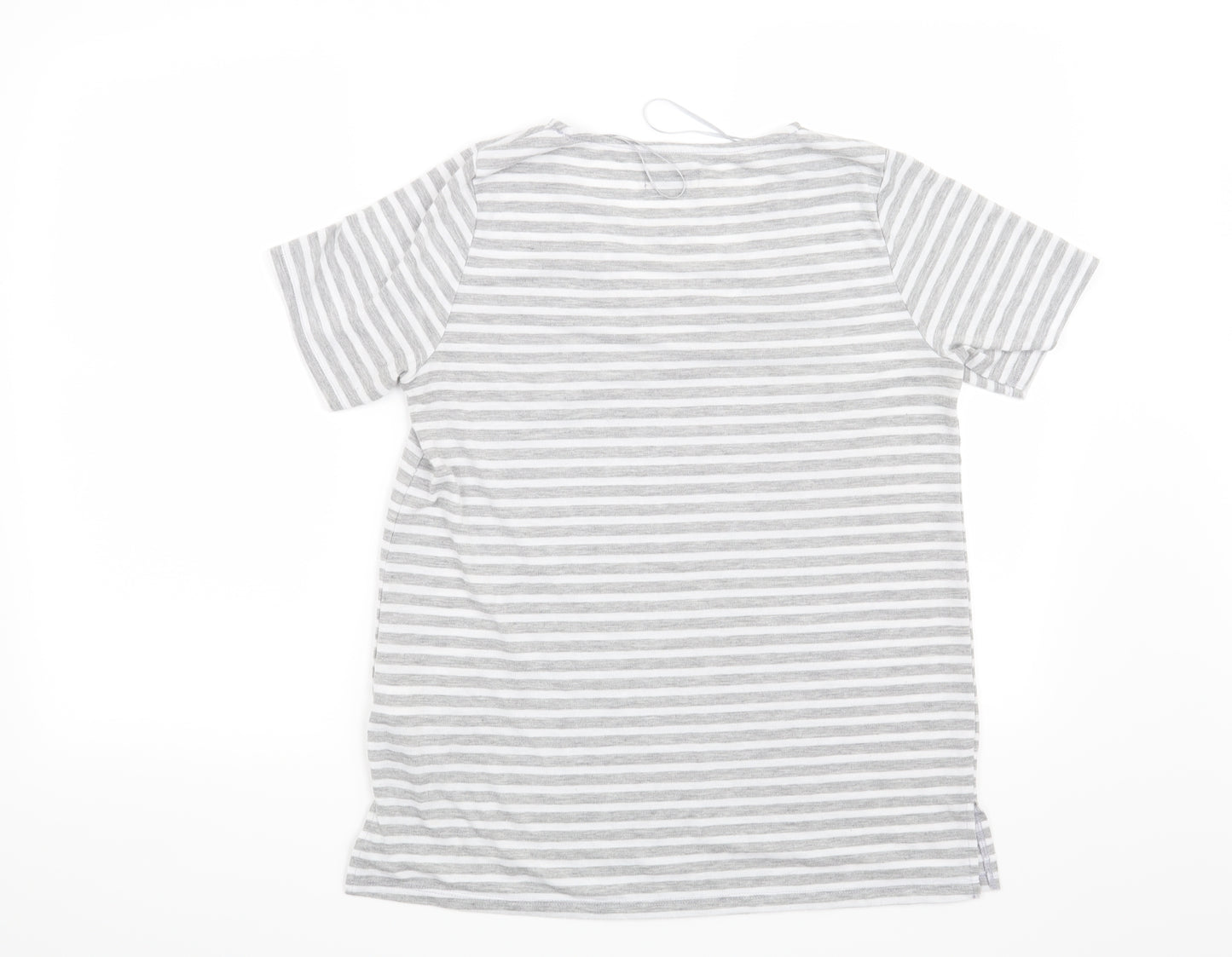 Papaya Womens Grey Striped  Basic T-Shirt Size M