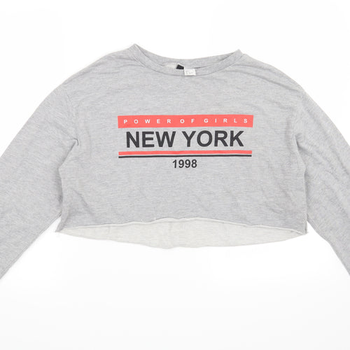 H&M Womens Grey   Pullover Sweatshirt Size S  - Power of Girls, New York