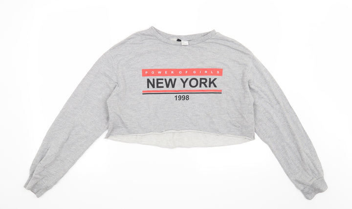 H&M Womens Grey Pullover Sweatshirt Size S - Power of Girls, New York