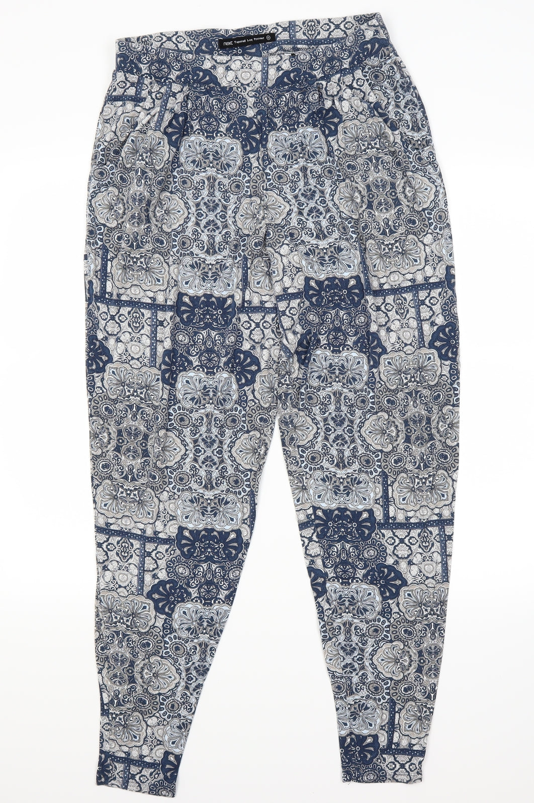 NEXT Womens Blue Floral  Trousers  Size 12 L28 in