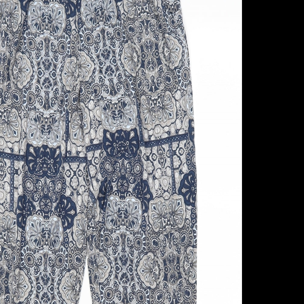 NEXT Womens Blue Floral  Trousers  Size 12 L28 in
