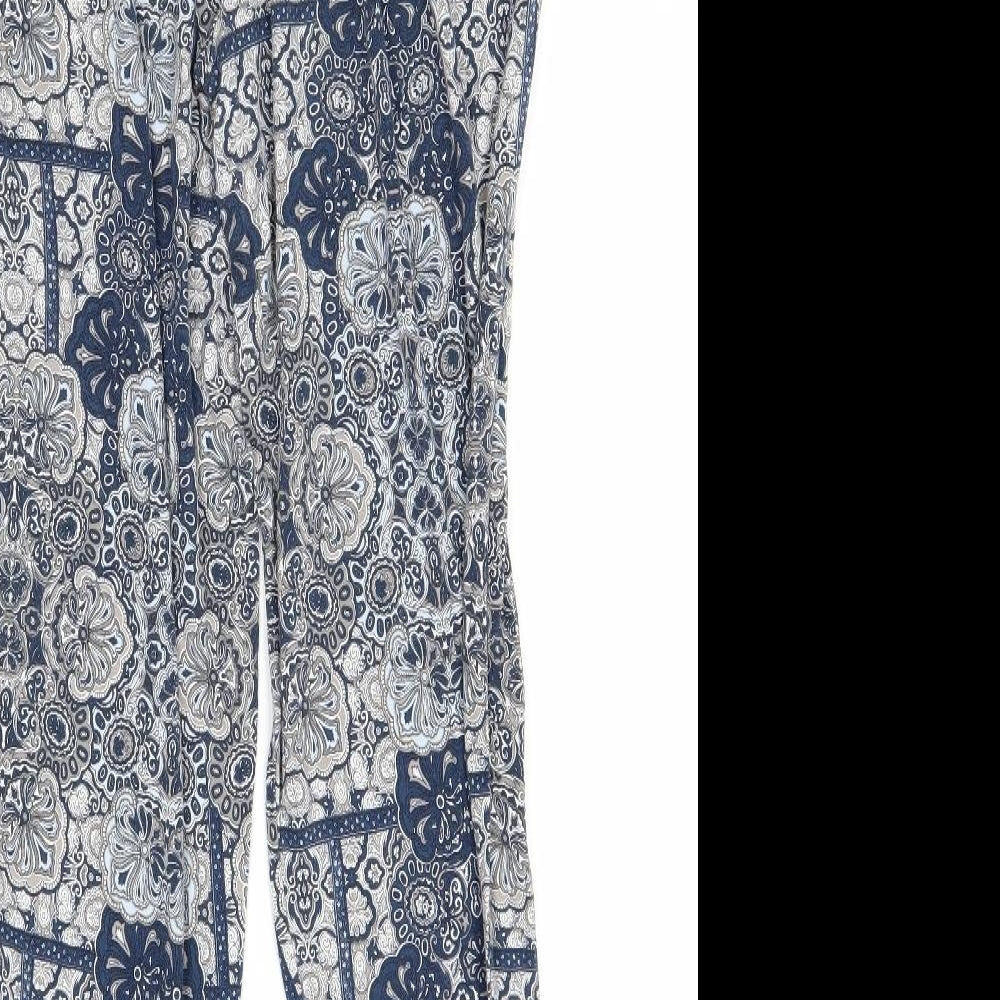 NEXT Womens Blue Floral  Trousers  Size 12 L28 in