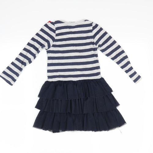 Disney Girls Blue Striped  Fit & Flare  Size M  - Minnie mouse