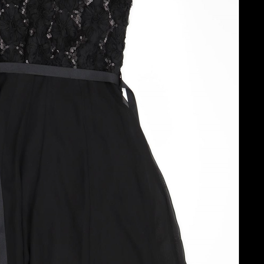 F&F Womens Black Floral  Fit & Flare  Size 10