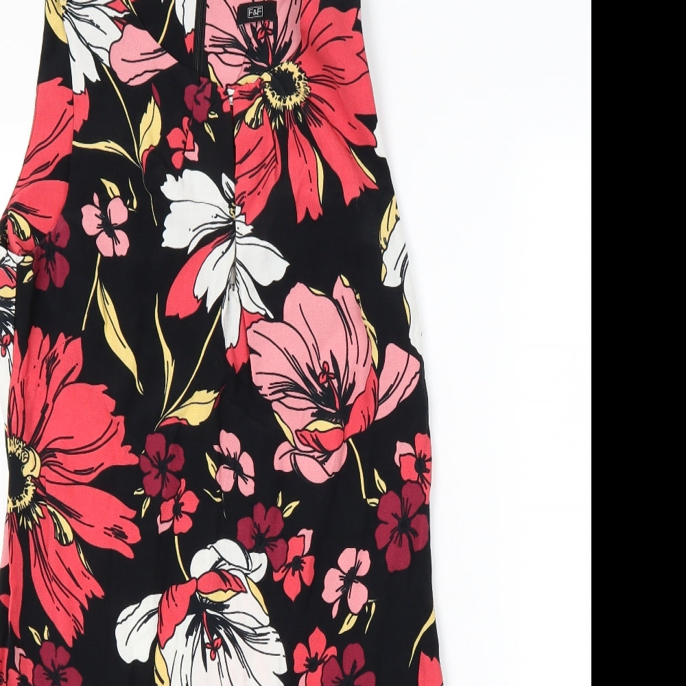 F&F Womens Black Floral  A-Line  Size 10