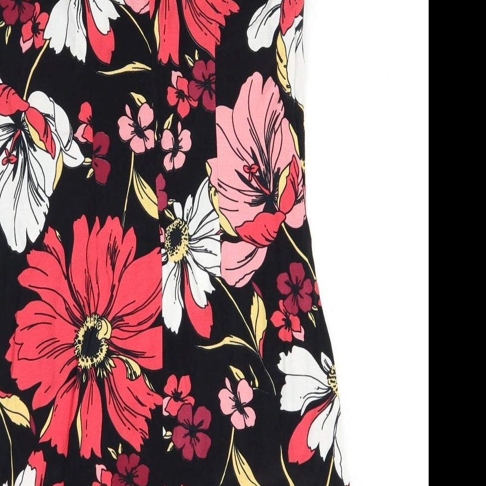 F&F Womens Black Floral  A-Line  Size 10