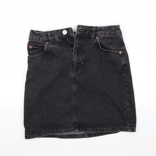Topshop Womens Black  Denim Mini Skirt Size 8