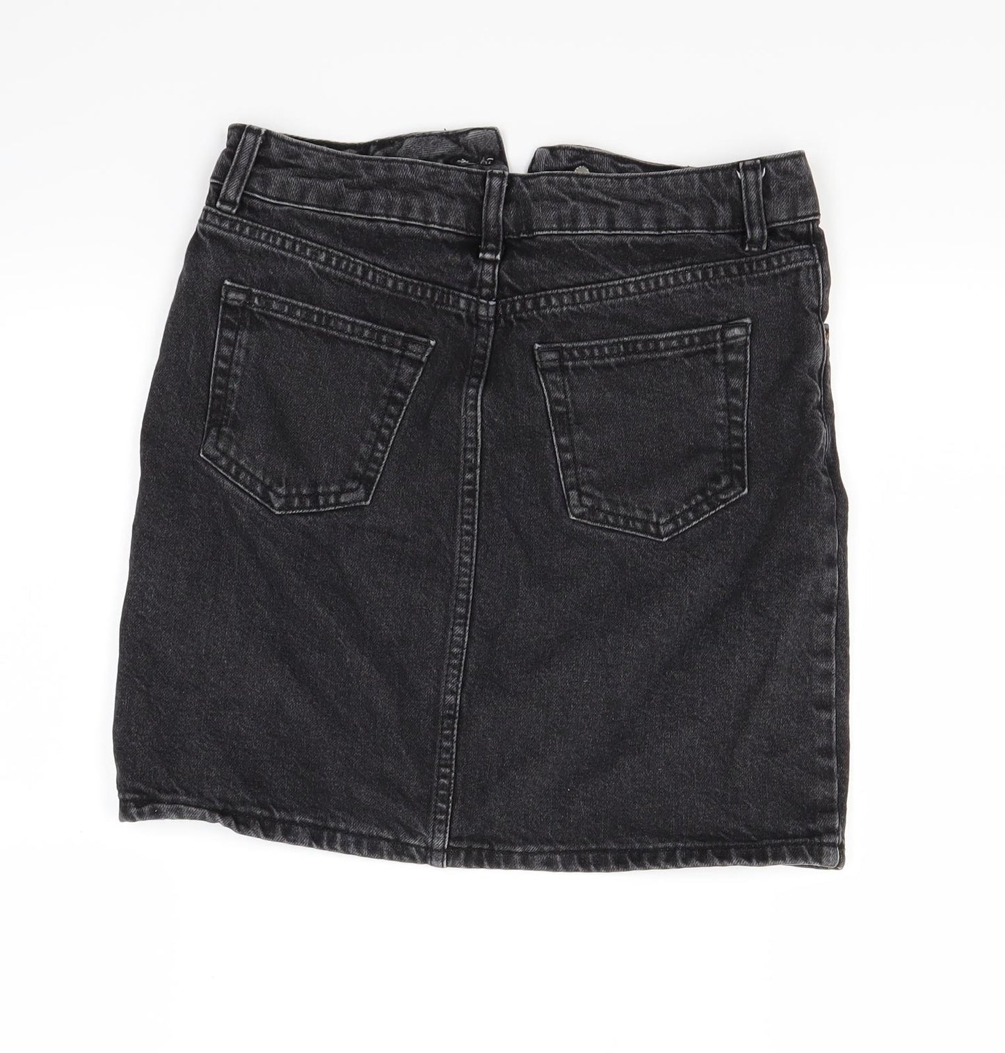 Topshop Womens Black  Denim Mini Skirt Size 8