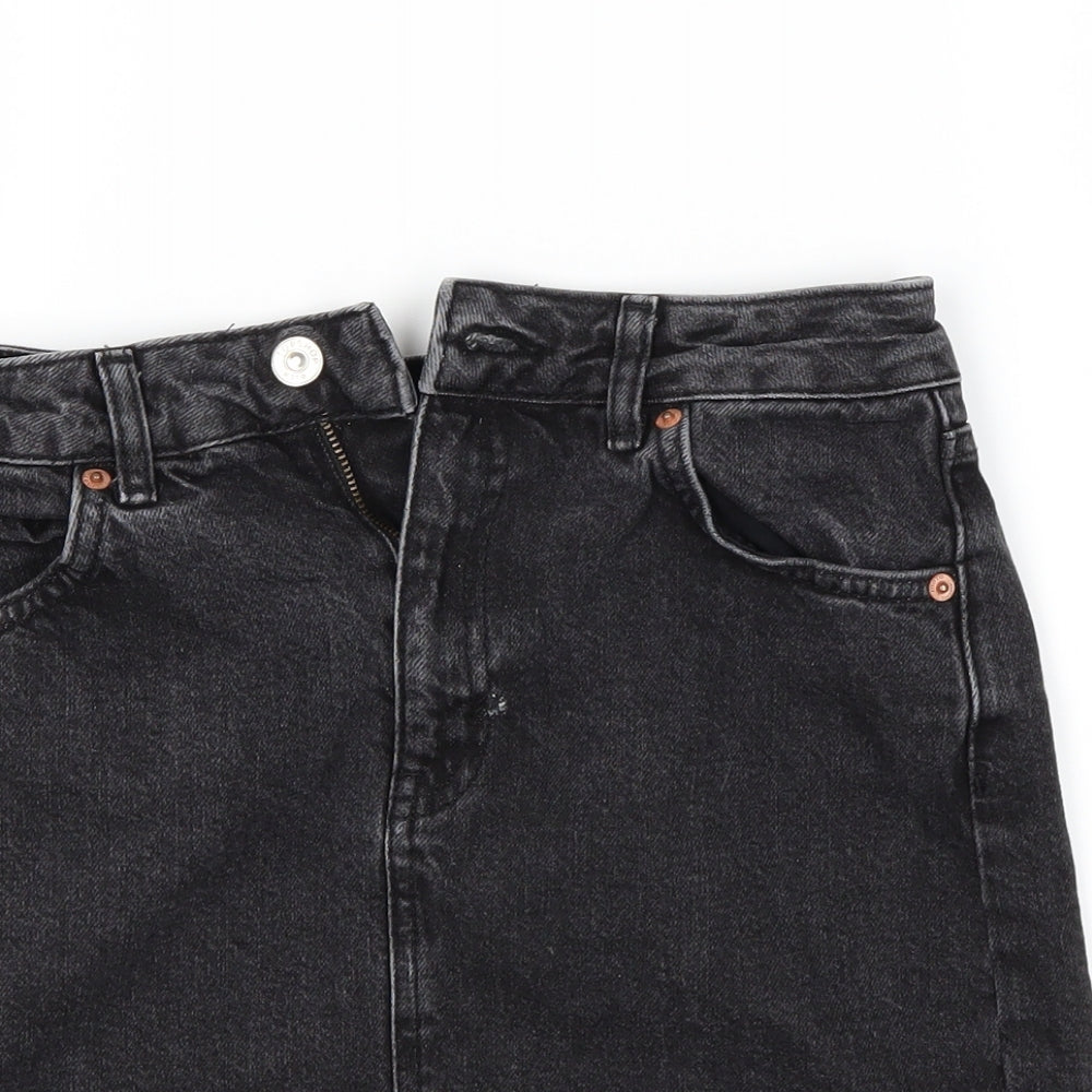 Topshop Womens Black  Denim Mini Skirt Size 8