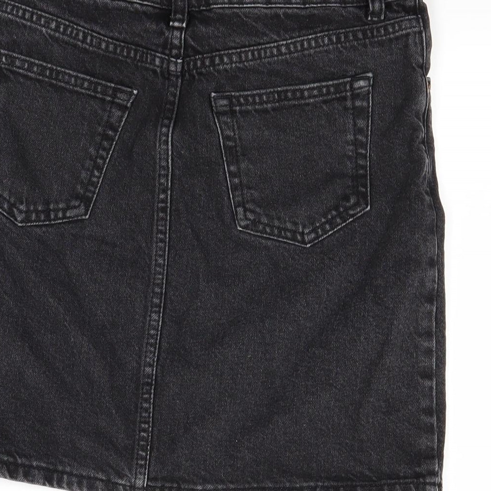 Topshop Womens Black  Denim Mini Skirt Size 8