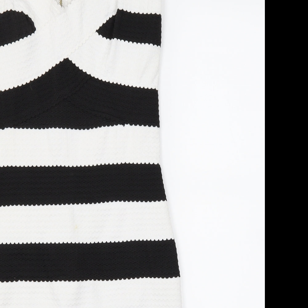 New Look Womens White Striped  Bodycon  Size 14