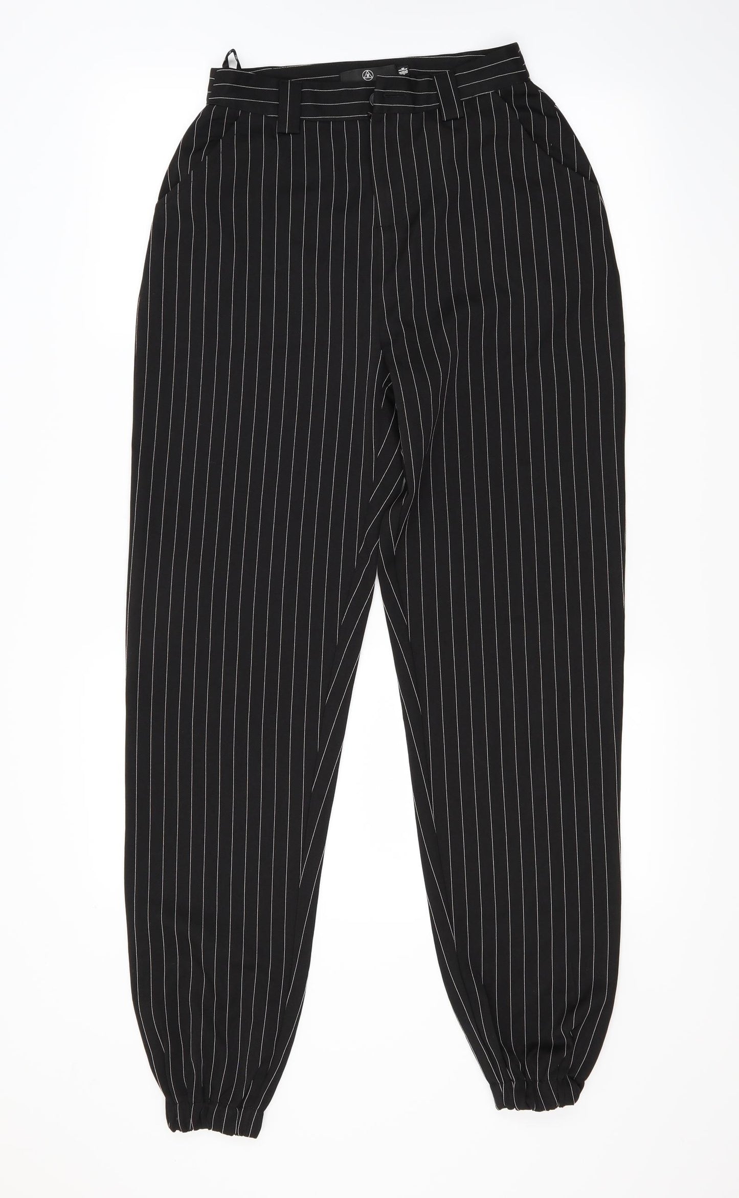 Missguided Womens Black Striped  Trousers  Size 8 L30 in