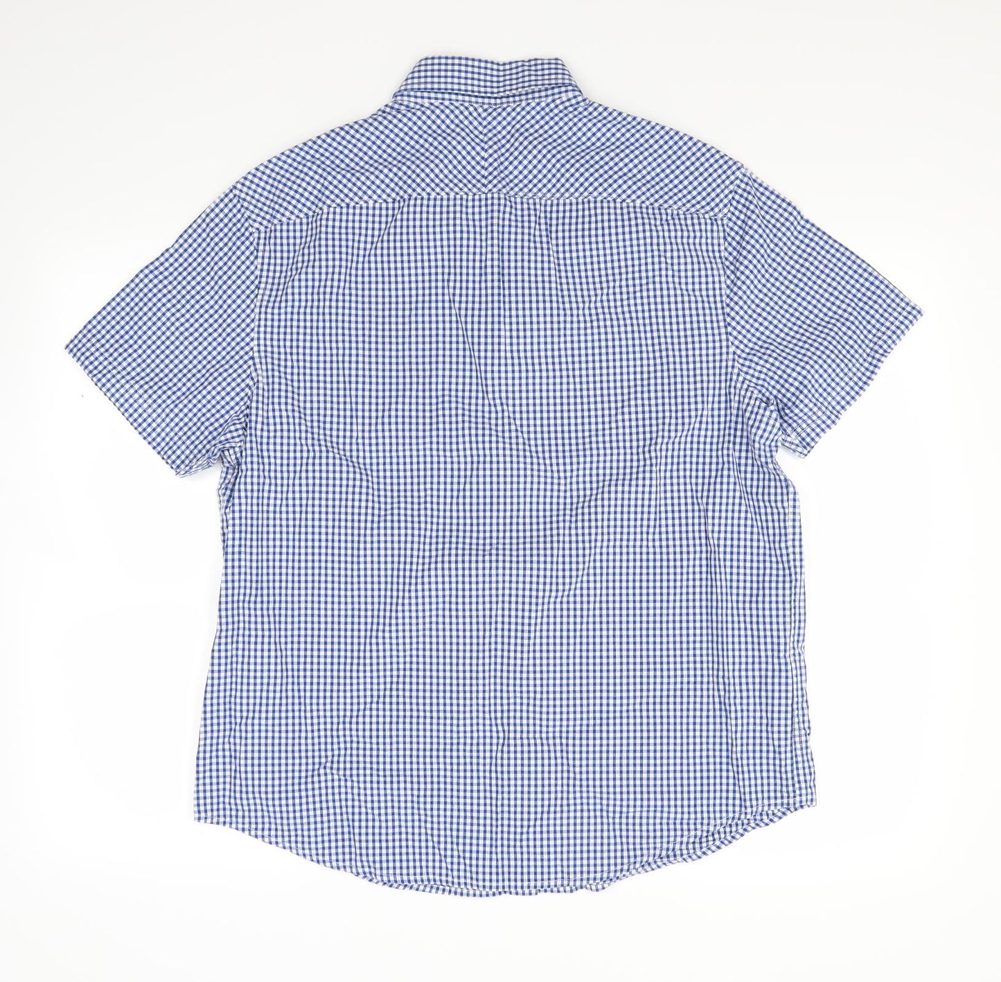 Penguin Mens Blue Check   Button-Up Size L