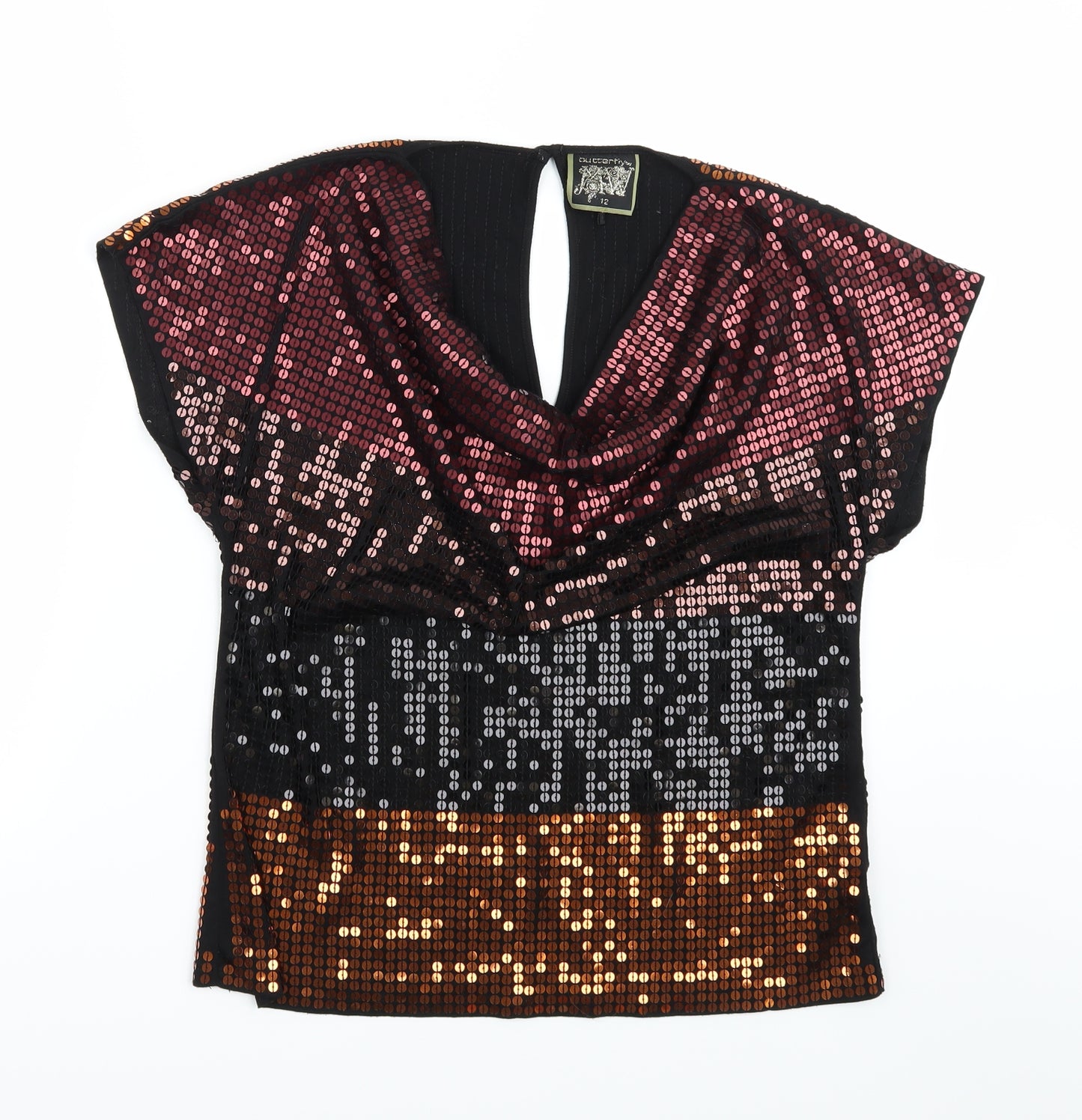 Butterfly Womens Black   Basic Blouse Size 12