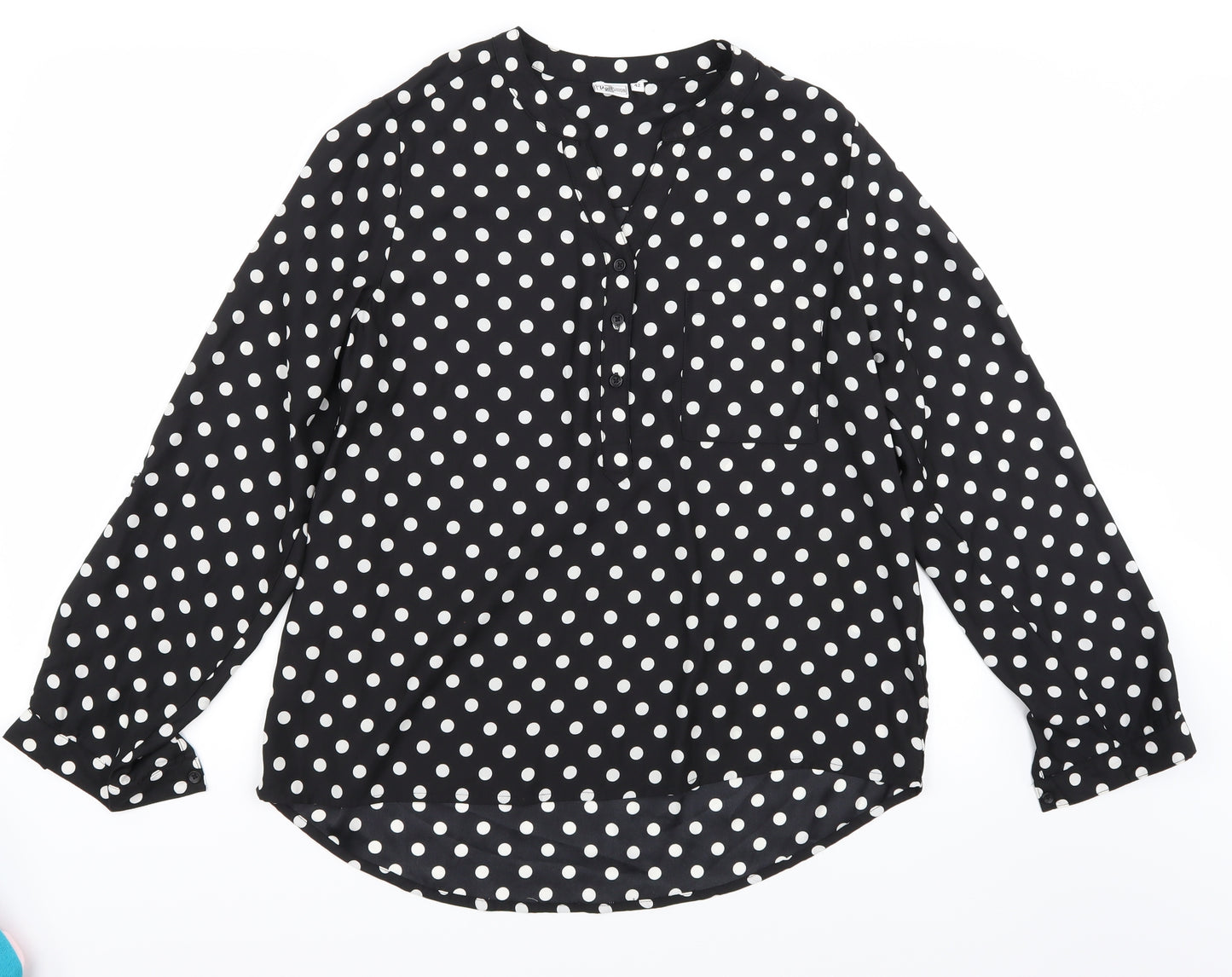 Upfashion Womens Black Polka Dot  Basic Blouse Size 14