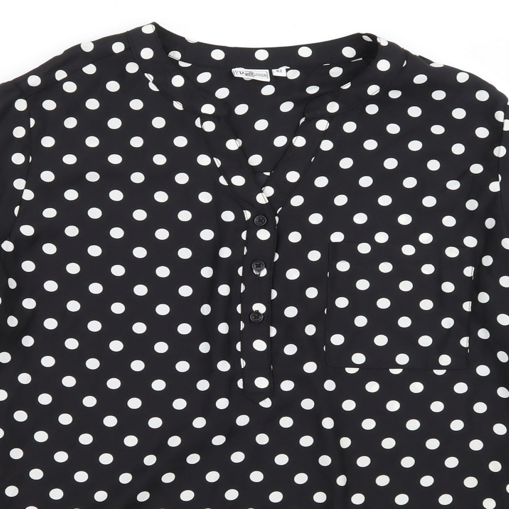 Upfashion Womens Black Polka Dot  Basic Blouse Size 14