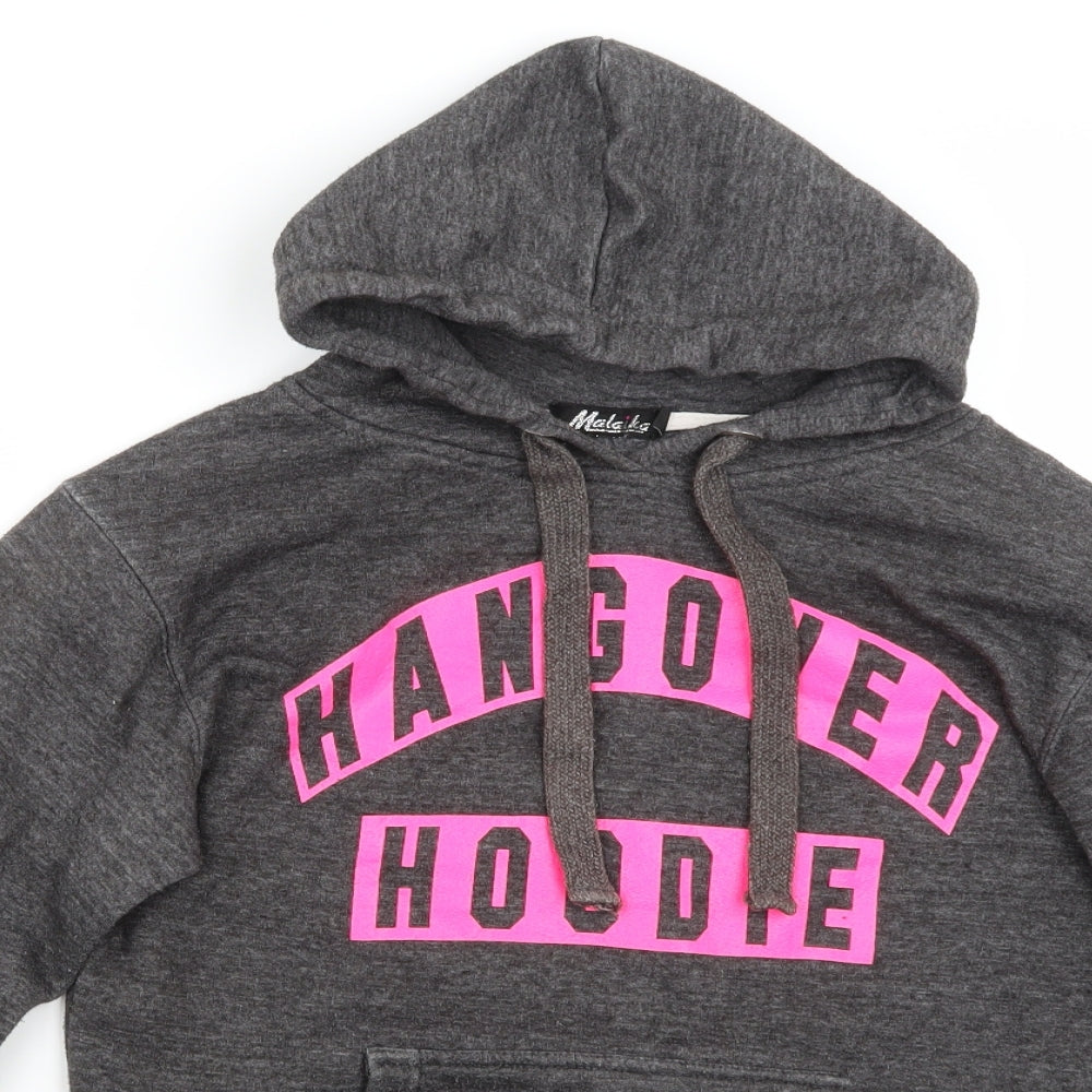 MALIKA Womens Grey   Pullover Hoodie Size L