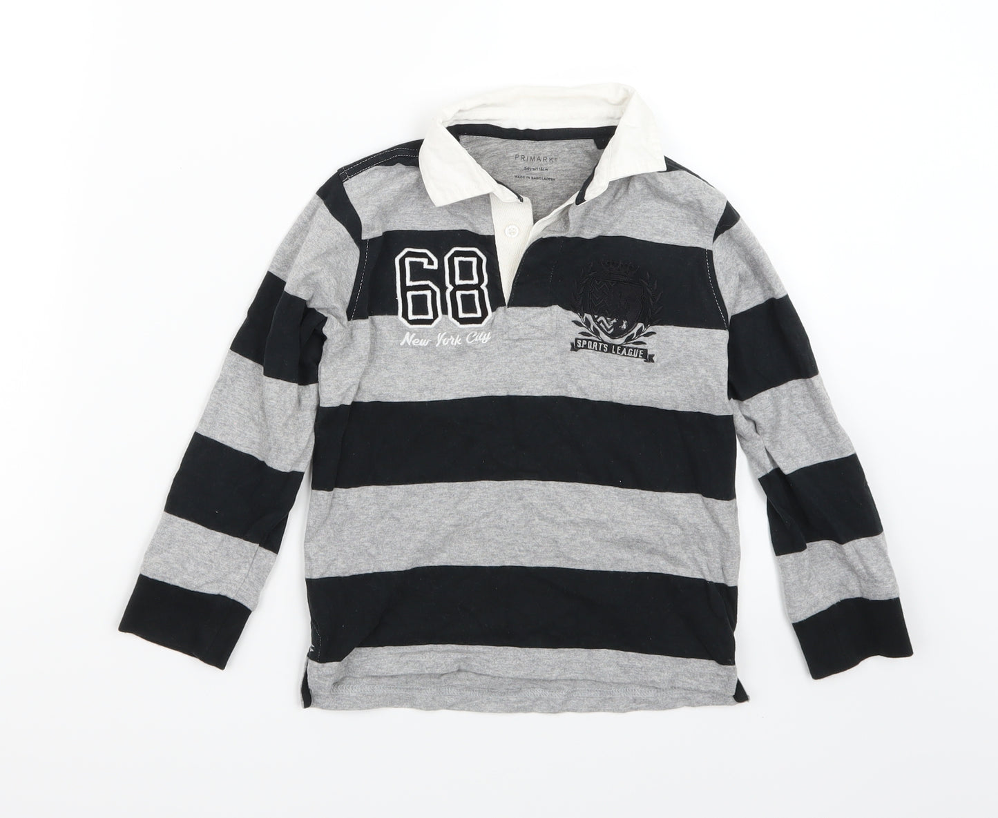 Primark Boys Grey Striped  Basic T-Shirt Size 4-5 Years