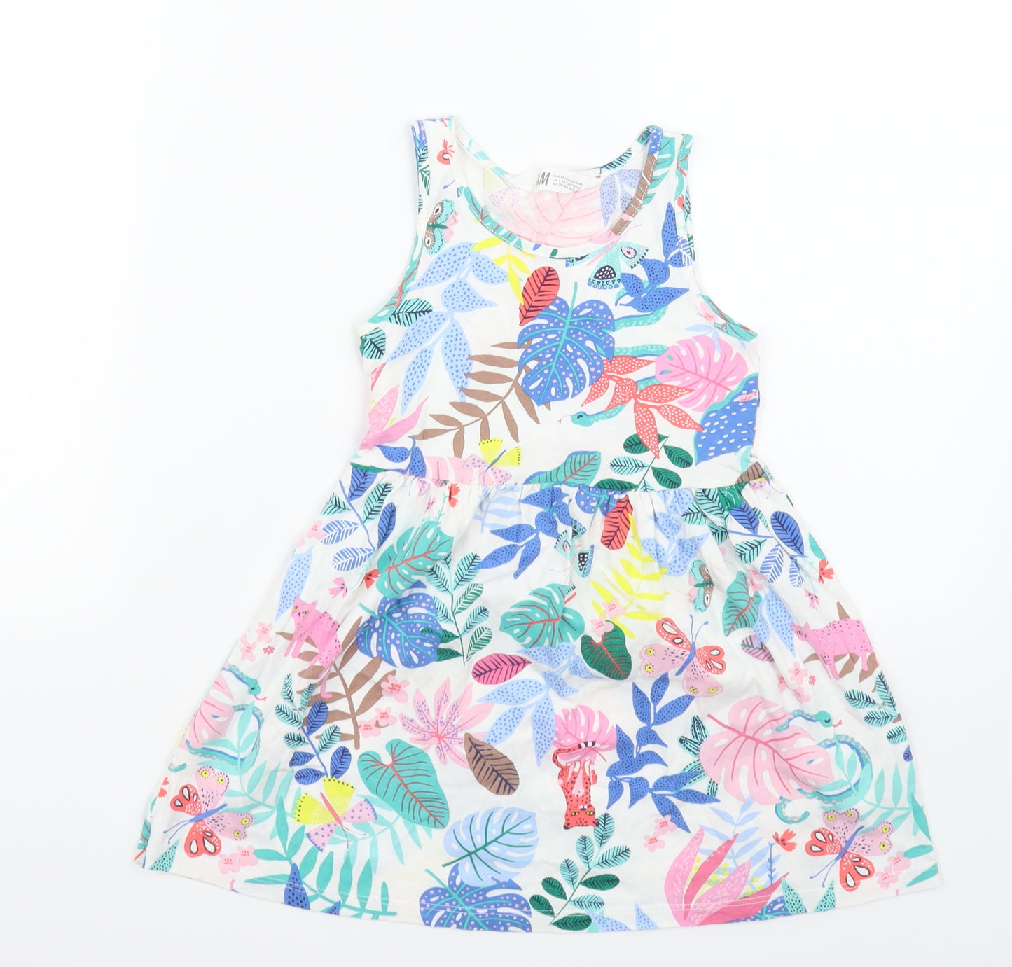 H&M Girls White Floral  A-Line  Size 3-4 Years