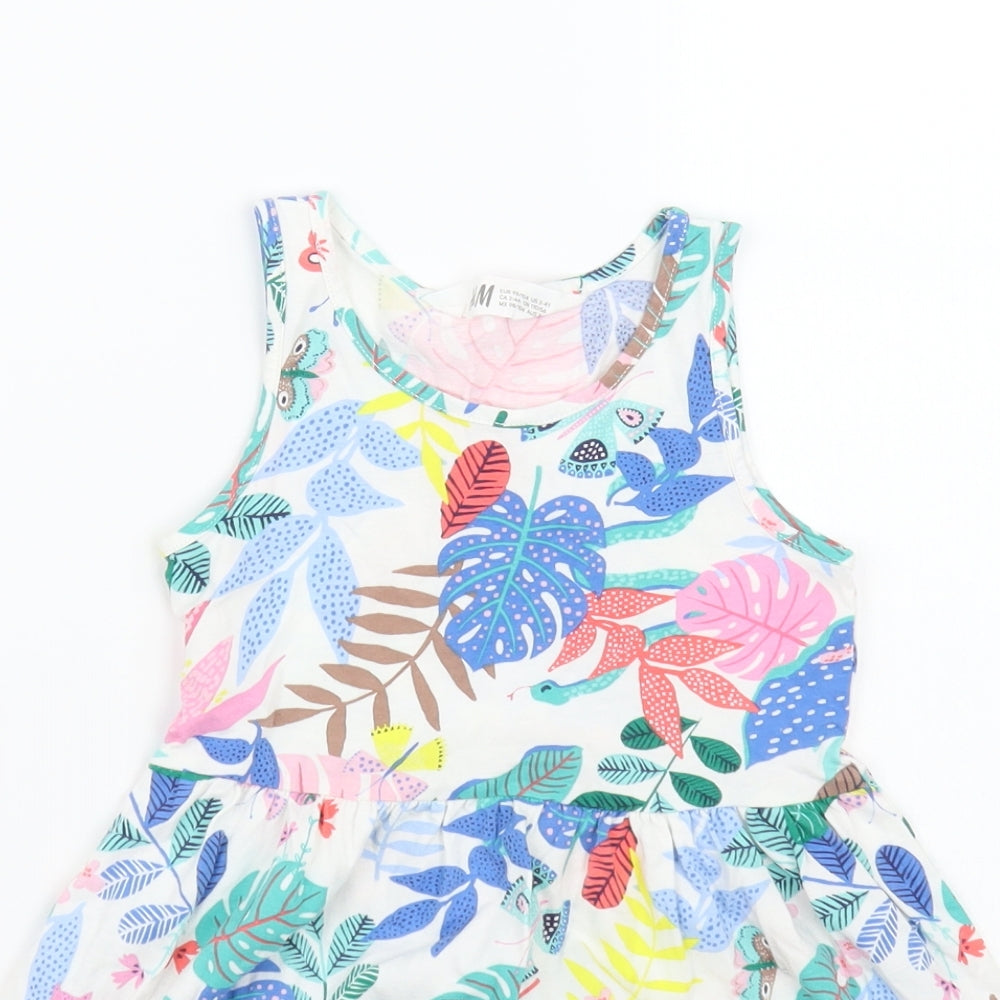 H&M Girls White Floral  A-Line  Size 3-4 Years