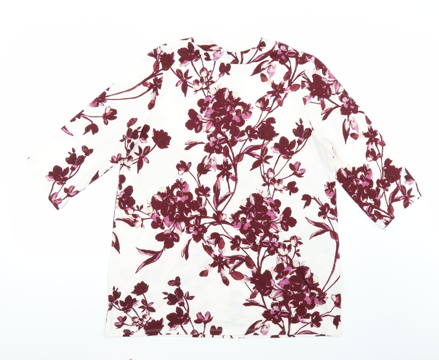 Marks and Spencer Womens White Floral  Pullover Jumper Size 14