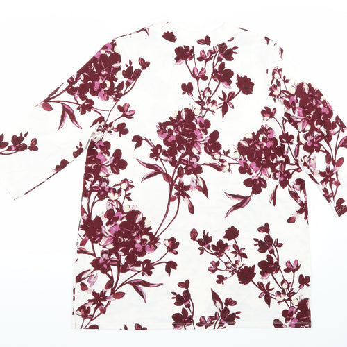 Marks and Spencer Womens White Floral  Pullover Jumper Size 14