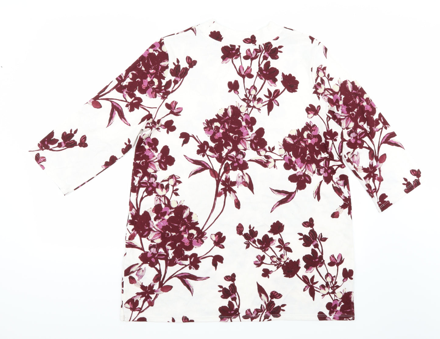 Marks and Spencer Womens White Floral  Pullover Jumper Size 14