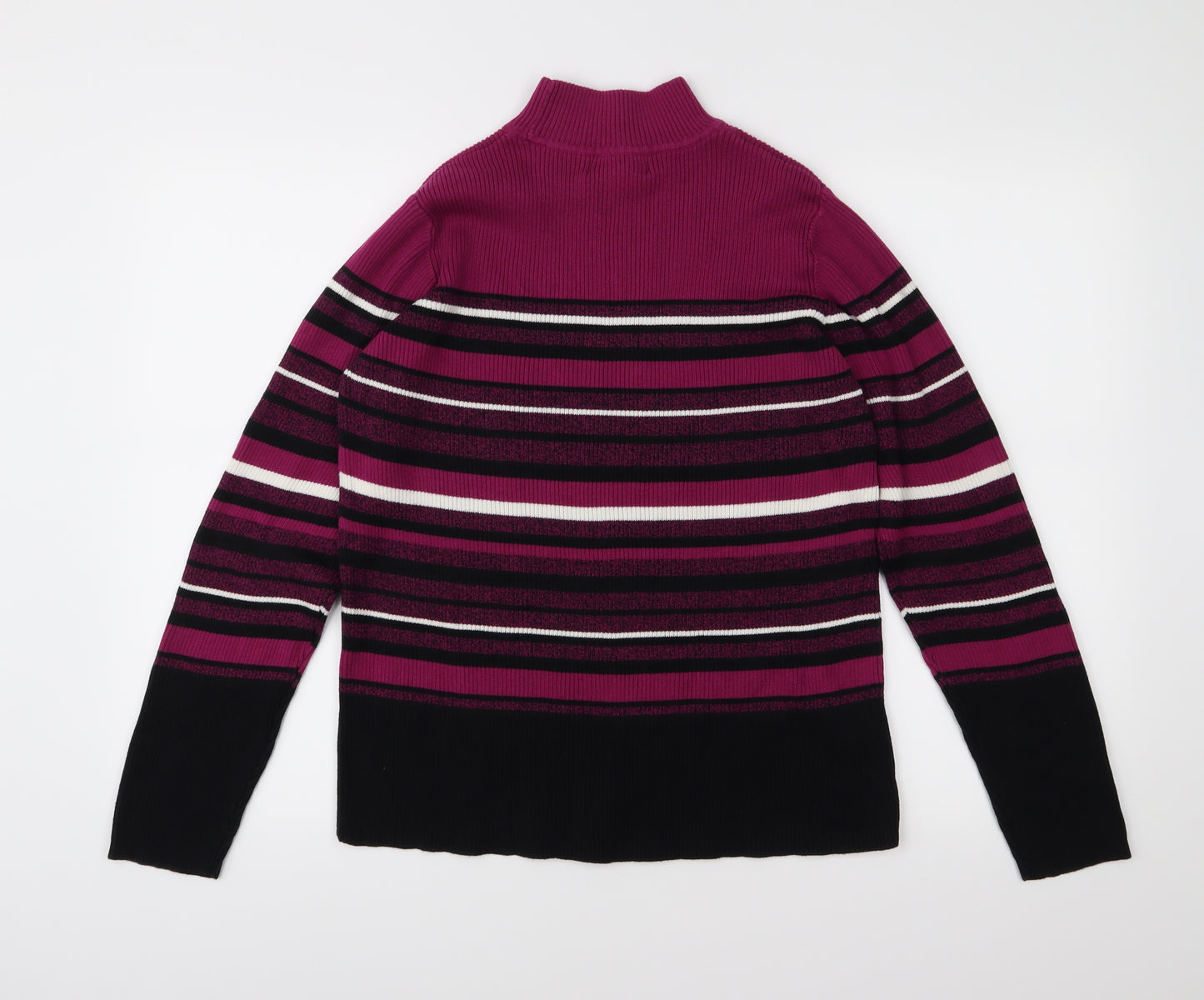 Karen Scott Womens Purple Striped Knit Pullover Jumper Size L