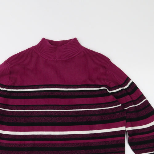 Karen Scott Womens Purple Striped Knit Pullover Jumper Size L