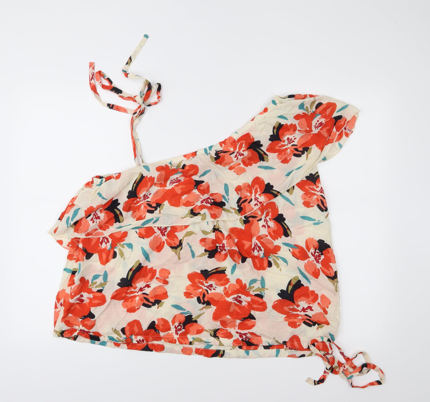 And/Or Womens Orange Floral  Basic Blouse Size 16