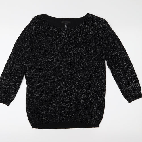 Mango Womens Black Polka Dot Knit Pullover Jumper Size M