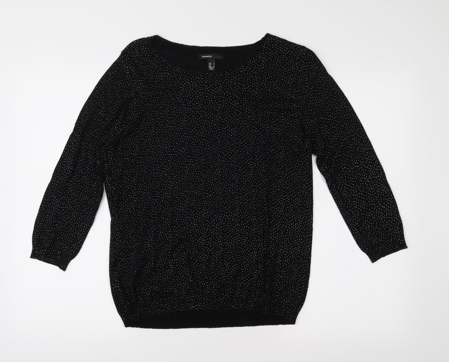 Mango Womens Black Polka Dot Knit Pullover Jumper Size M