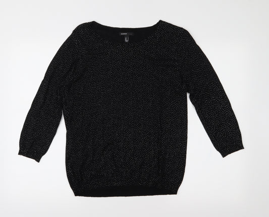 Front view of Mango women’s black polka dot knit jumper, size M