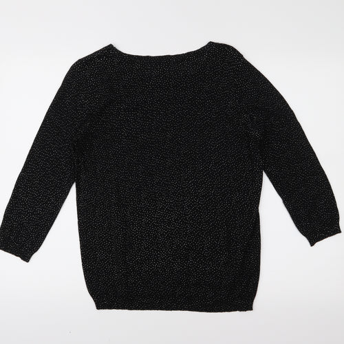 Mango Womens Black Polka Dot Knit Pullover Jumper Size M