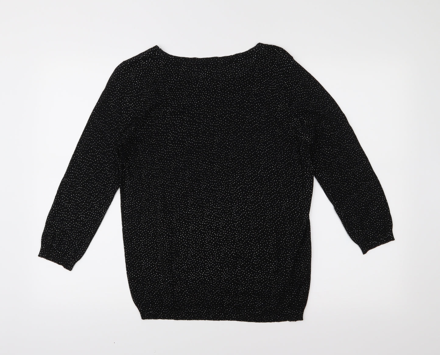 Mango Womens Black Polka Dot Knit Pullover Jumper Size M