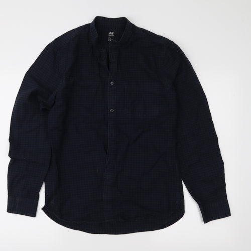 H&M Mens Blue Check   Button-Up Size S
