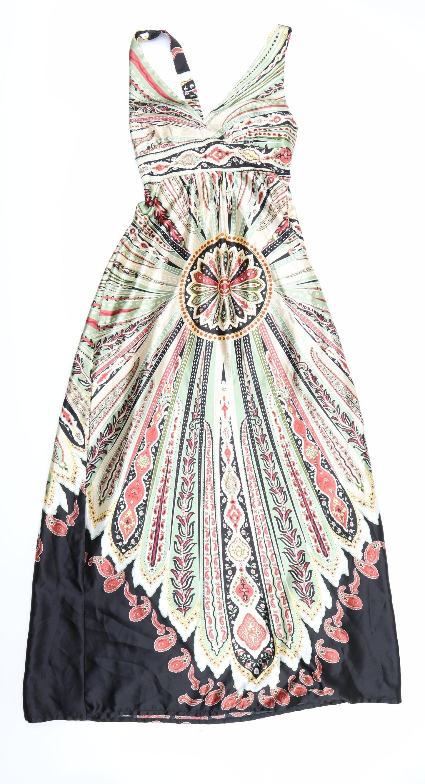 Stella Womens Green Floral  A-Line  Size S