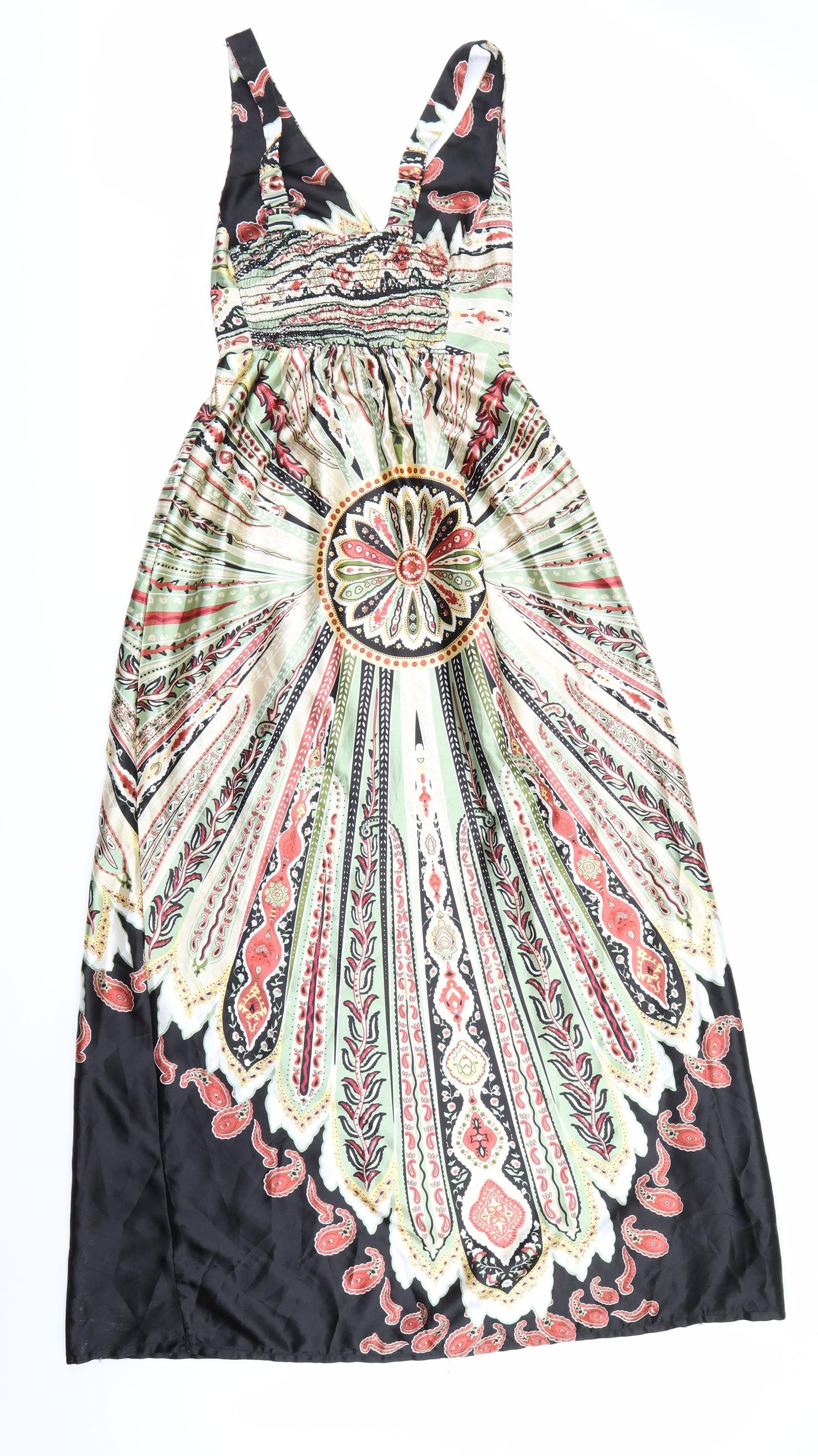 Stella Womens Green Floral  A-Line  Size S
