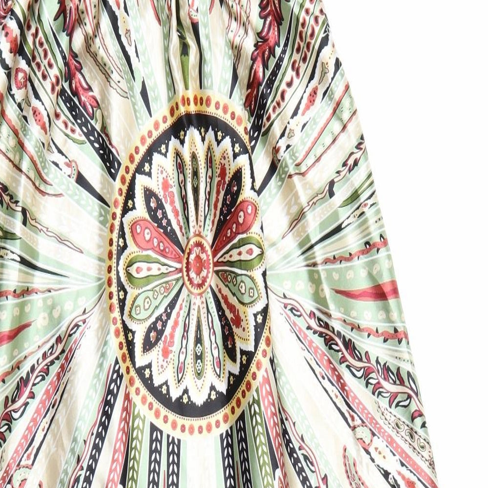 Stella Womens Green Floral  A-Line  Size S