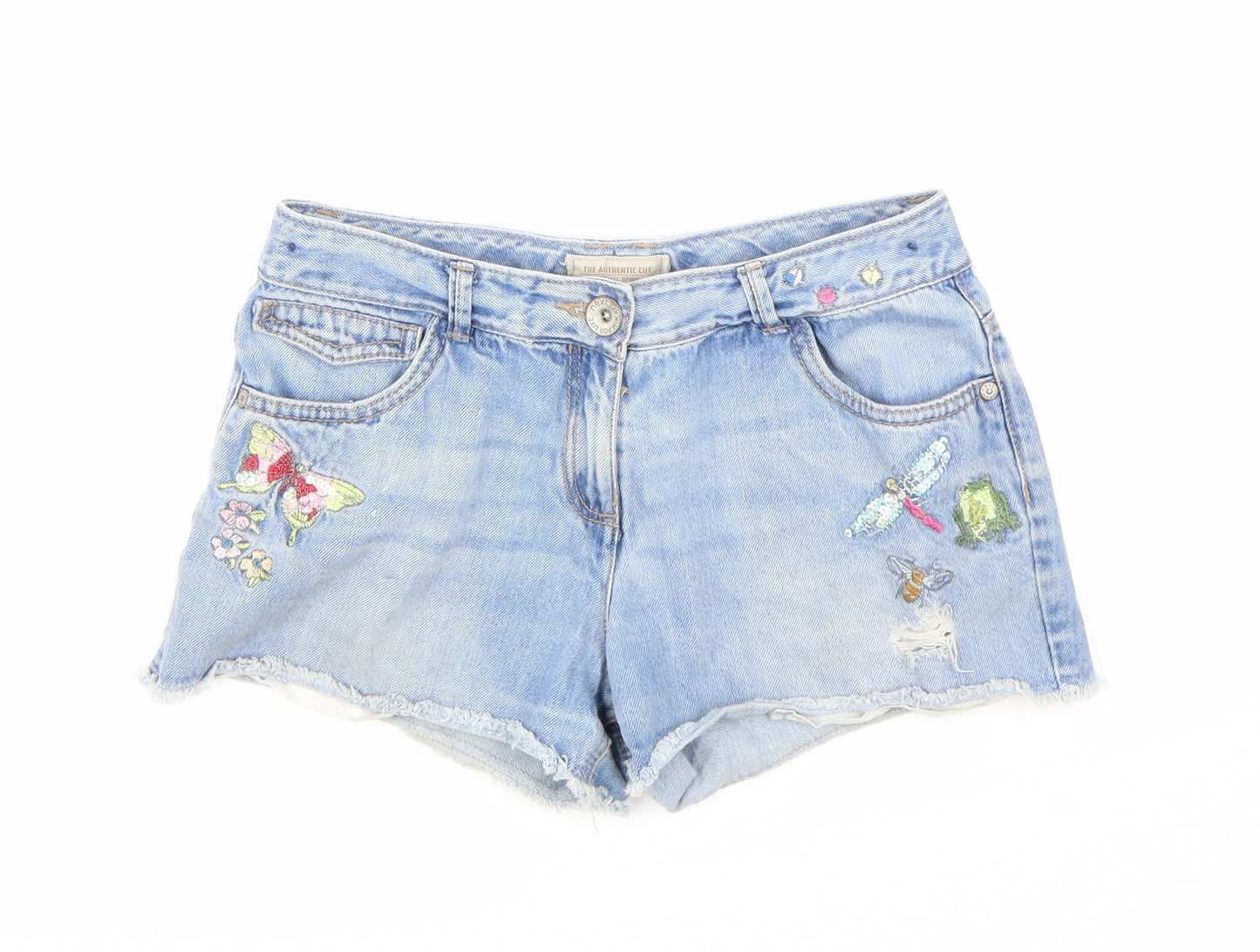 NEXT Girls Blue  Denim Hot Pants Shorts Size 12 Years