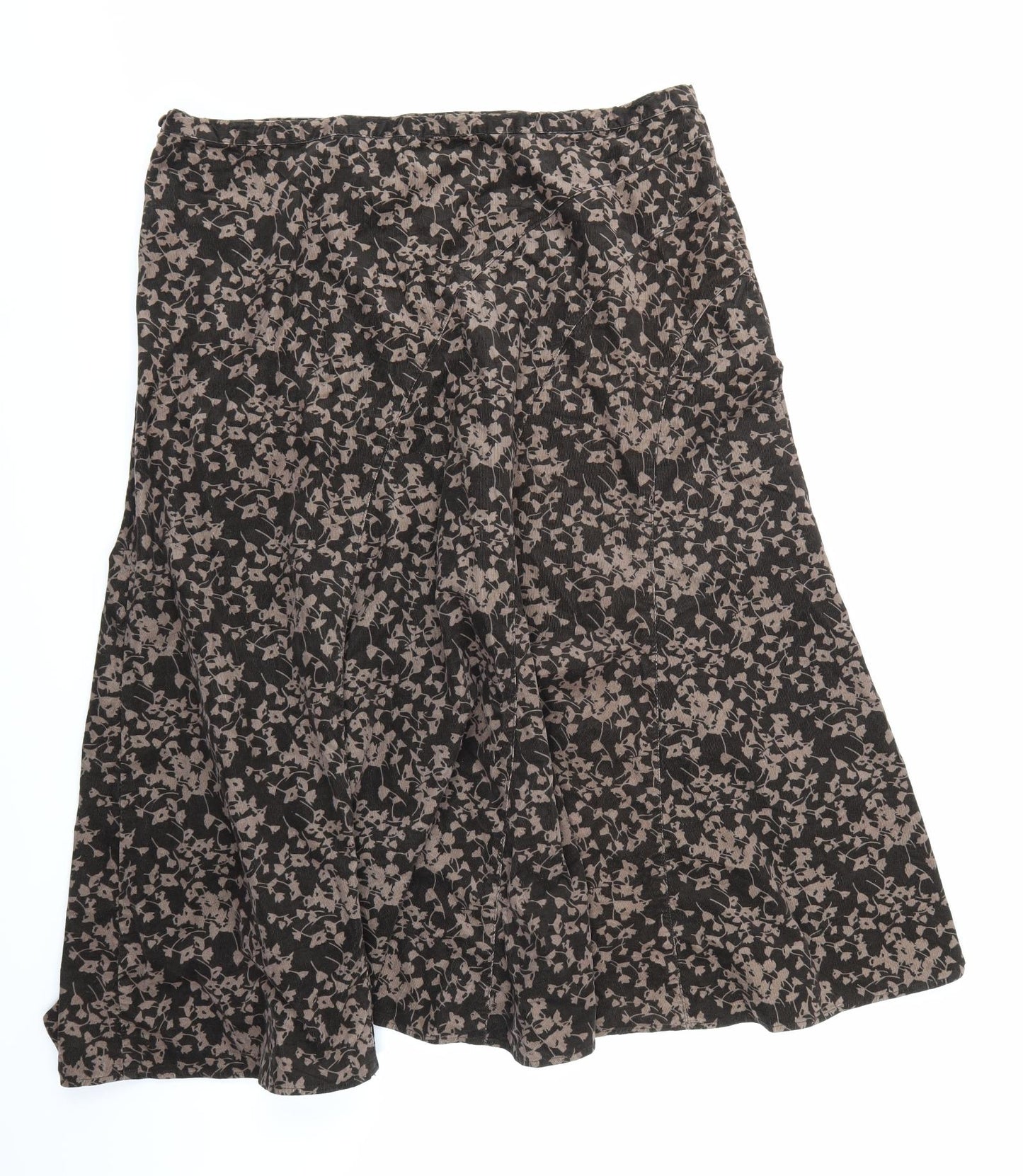 DASH Womens Brown Floral Corduroy A-Line Skirt Size 20